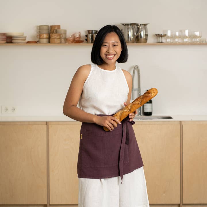 menique - Wholesale Apron - Barista Linen Half Apron with Pocket3