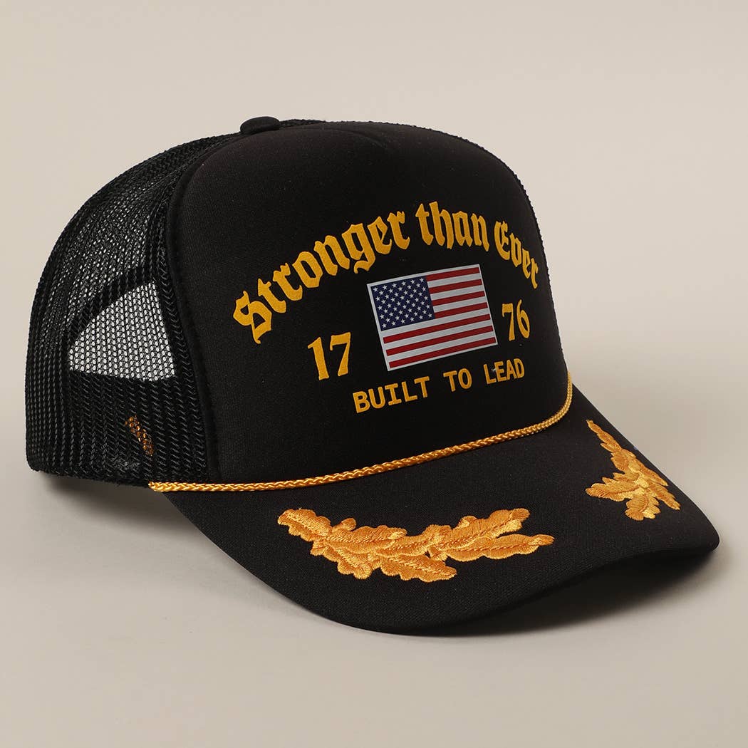 Fashion City - Vente Casquette de camionneur – unisexe - Casquette Trucker en Maille avec Imprimé Drapeau Américain Plus Fort que Jamais1