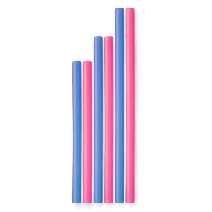 GoSili - Wholesale Drinking Straw - Reusable Silicone Straws, Family sizes- Pack of 6