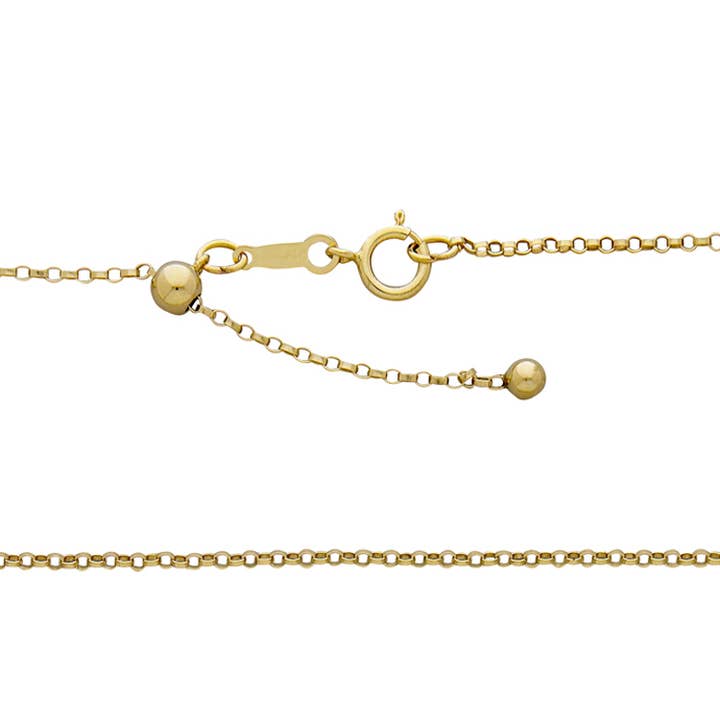 Adjustable Rolo Chain 1.1mm 16" - 22" with Spring Ring for wholesale by Kamal