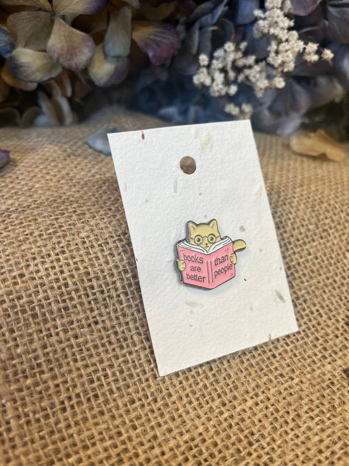 Enamel Pin - Books Are Better Than People for wholesale by Scribe & Grow