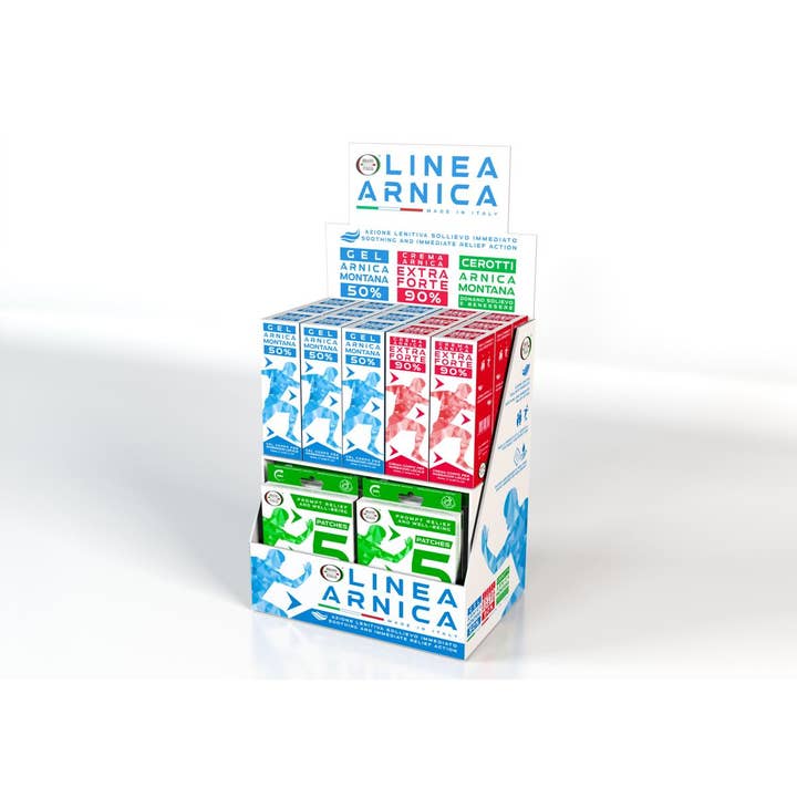 pirotta srl - Wholesale Retailer Display - Beauty & Wellness - Counter display with gel, cream, and bandages