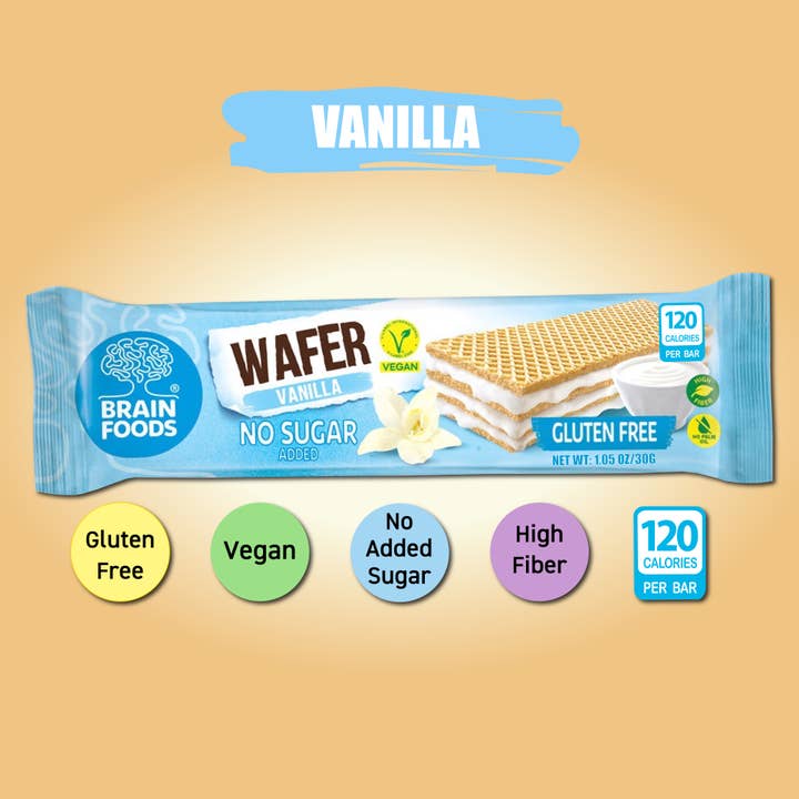 Wilton Mettler LLC - Wholesale Cookie - Brain Foods Gluten Free Vegan No Sugar Added Vanilla Wafer