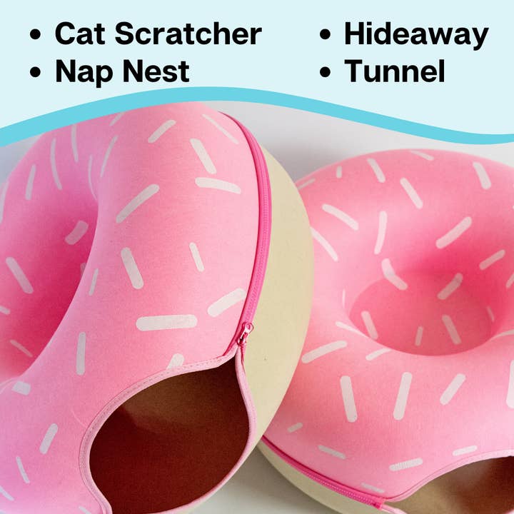 Luli & Cat – wholesale Pet bed – Cat – Sprinkled Donut Cat Tunnel Bed - Large Cat Tunnel Scratcher