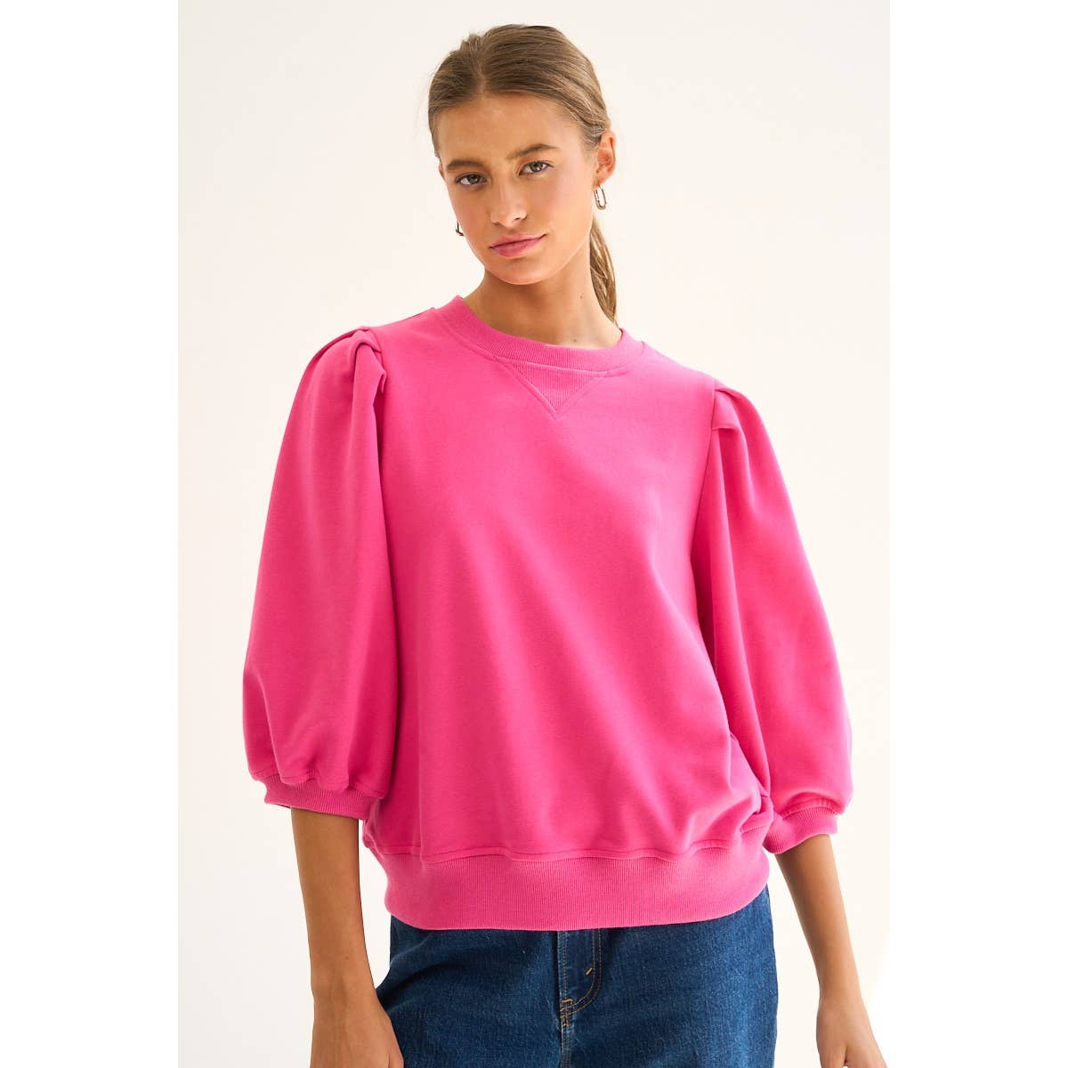 The GREii - Wholesale Sweatshirt - Women's - Premium French Terry Puff Sleeve Pullover0