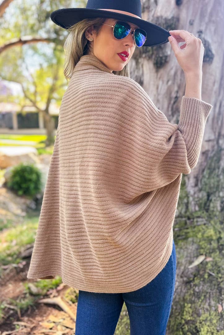 Taupe Soft Rib Knitted Shrug Cardigan for wholesale on Faire7
