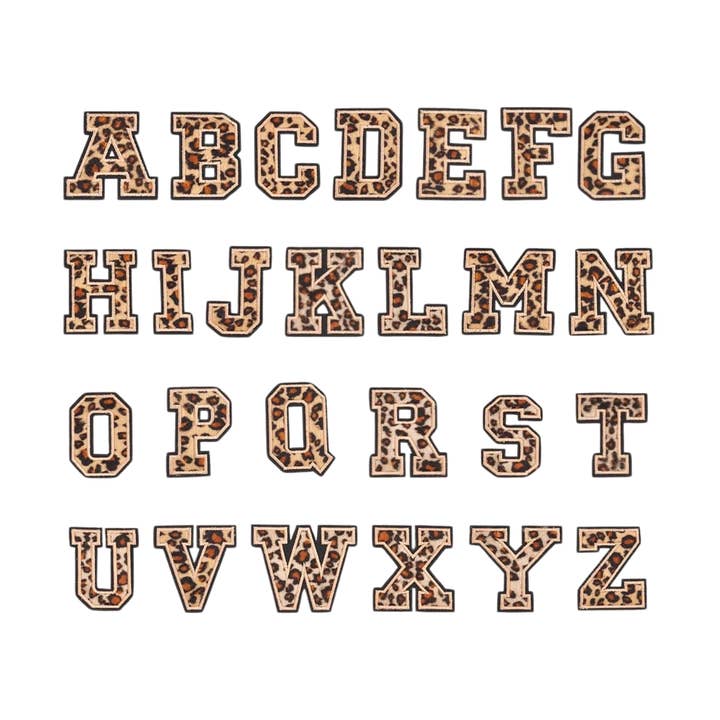 Leopard Print Letter Patches-Set for wholesale by The Charm Bar Company