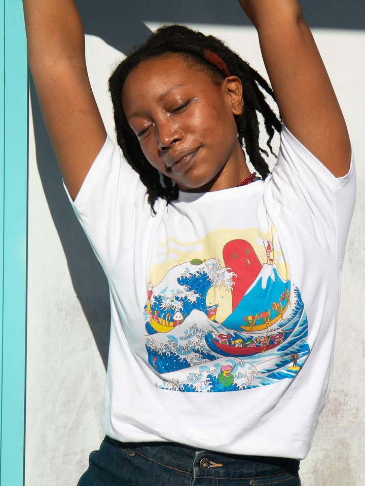 Popkiller Artist Series Naoshi Den Store Blækspruttebølge Klassisk T-shirt for engroshandel hos Popkiller