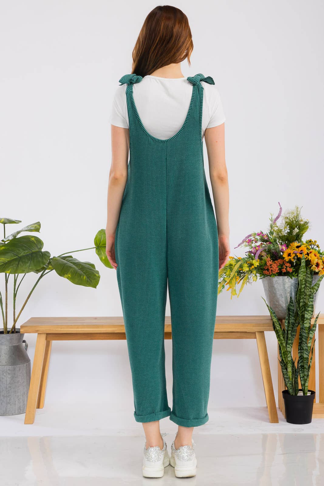 Celeste Clothing – Großhandel Jumpsuit – Damen – Plus-Size verstellbarer Rippen-Overall mit Fronttaschen - CP4387323