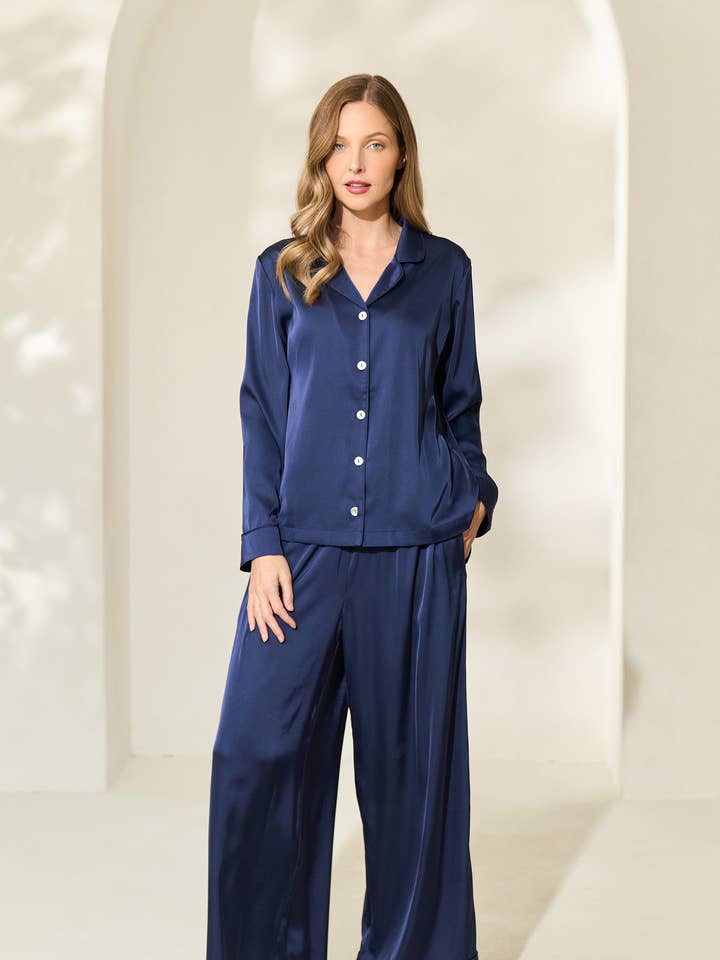 Navy Heavenly Pajamas for wholesale by By Catalfo