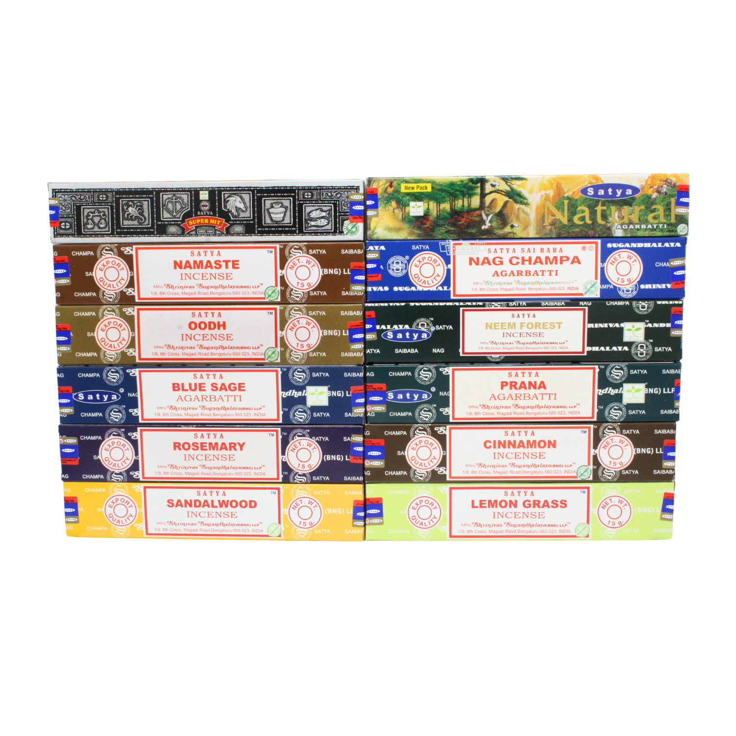 Green Tree – wholesale Incense – Satya Assorted Pack 5 Incense (12 fragrance) Incense Sticks1