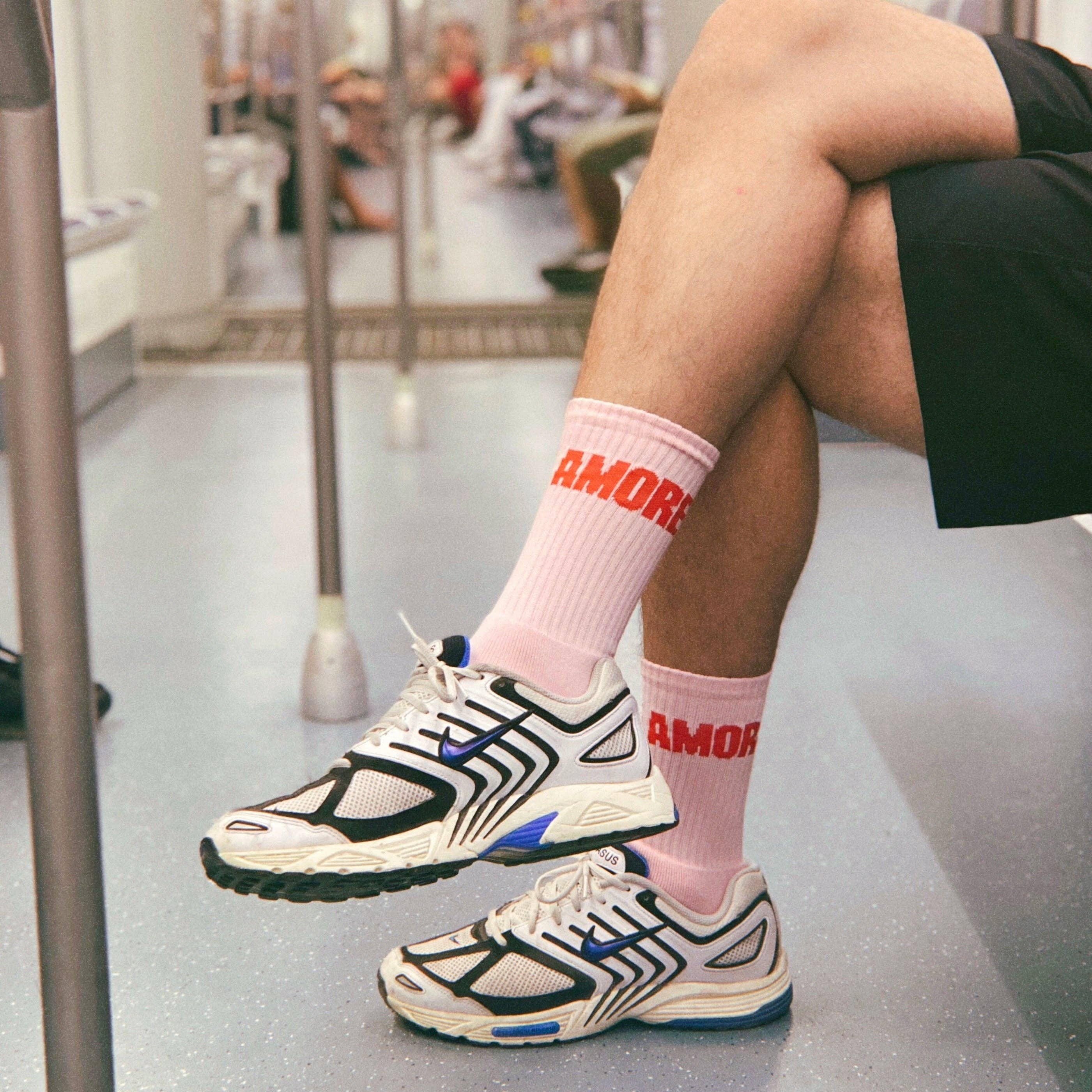 NAVUCKO – Meias - Mulher por atacado – Meias AMORE, Cor Rosa/Vermelho1