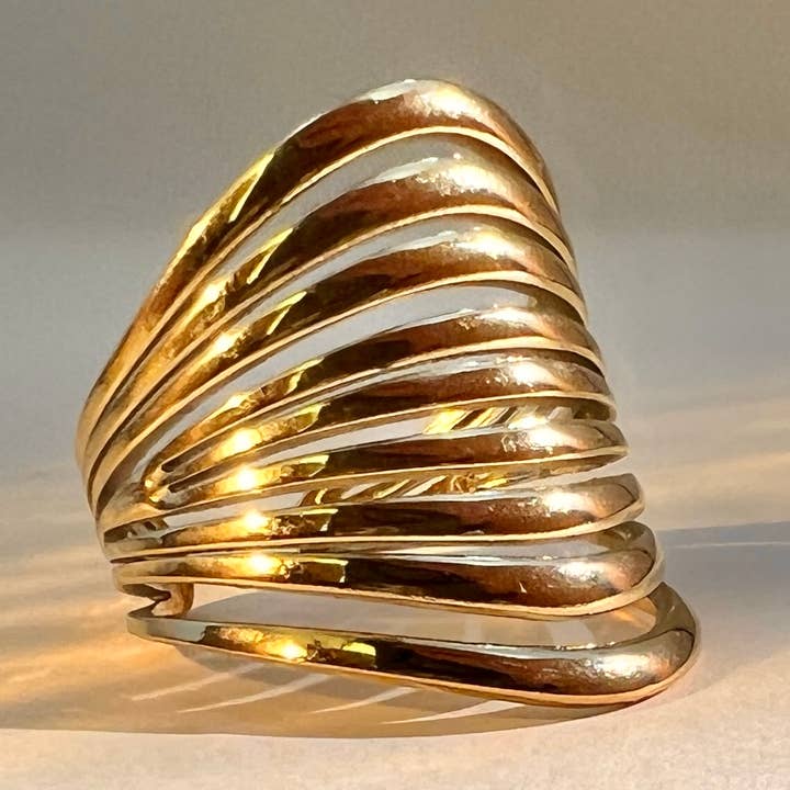 COSMOS - Wholesale Band/Stacked Ring - Adjustable multiple row ring in stainless steel0