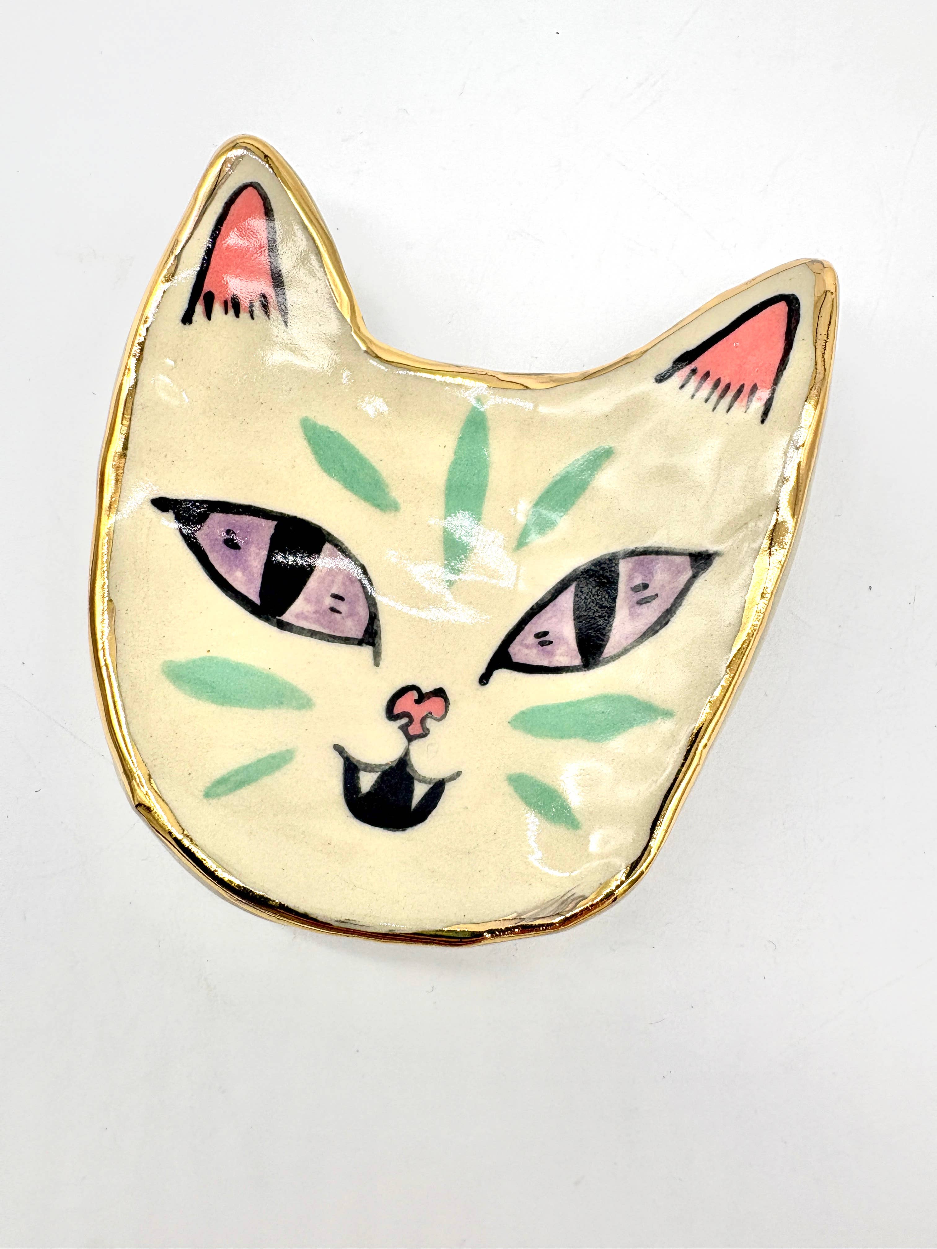 Erika Rier - Wholesale Jewelry Dish - Little Green Tiger Ring Dish with 22k Gold Luster10