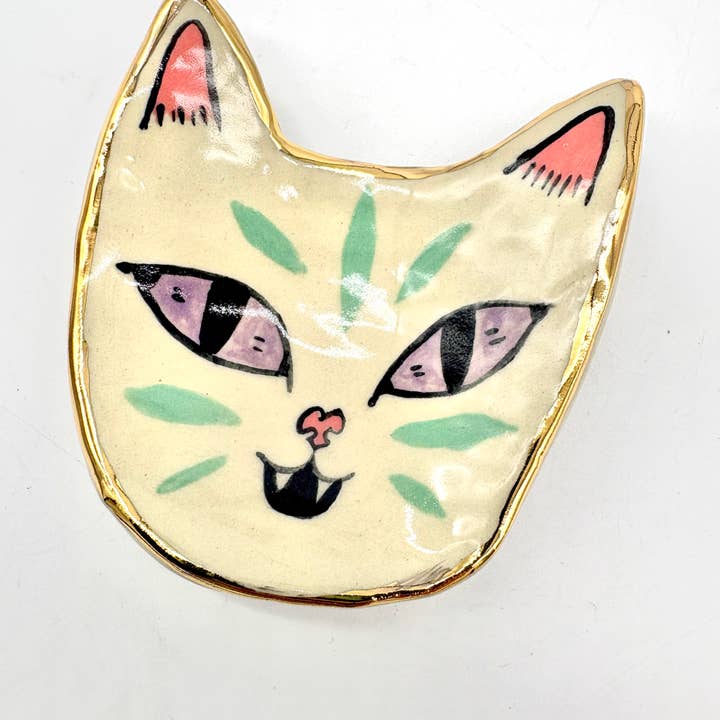 Erika Rier - Wholesale Jewelry Dish - Little Green Tiger Ring Dish with 22k Gold Luster10
