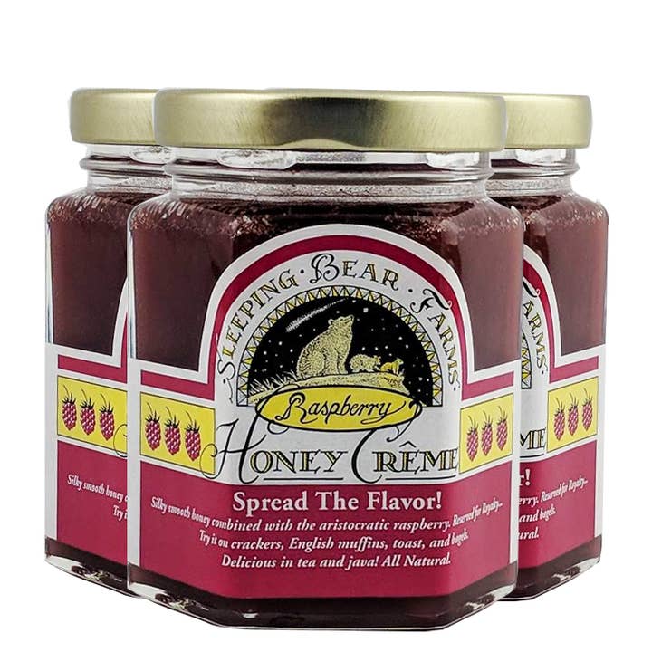 Paquet gourmand de 8 oz de crème au miel et aux framboises pour la vente par Sleeping Bear Farms
