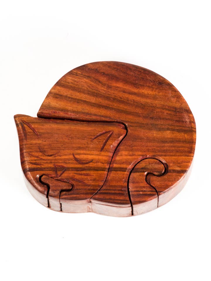 Cat Puzzle Box for wholesale by Matr Boomie Fair Trade