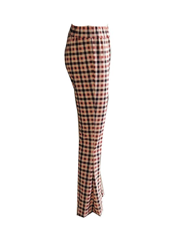BROWN Flared Pants Plaid Pants Trousers for wholesale on Faire7