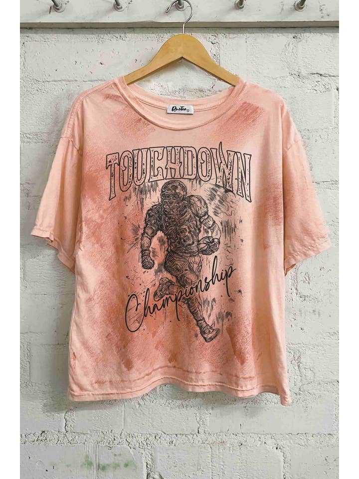 Rustee Clothing - Wholesale Screen Printed T-Shirt - Women's - TOUCHDOWN FOOTBALL-HAND DRAWN1