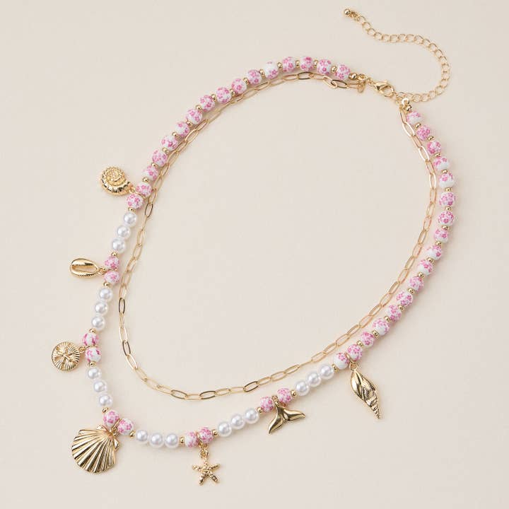 Frem - Wholesale Pendant/Charm Necklace - Seaside Charm Layered Bead Necklace