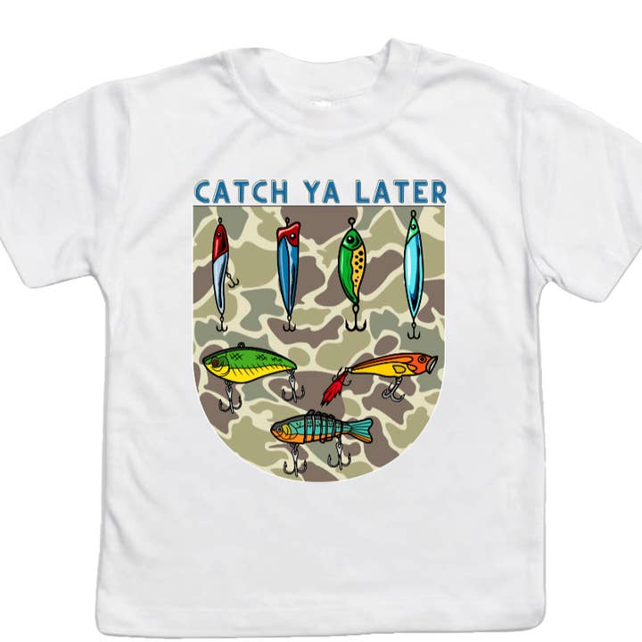 Catch Ya Later Camo Fishing Lures Kids Tee Shirt for wholesale by AvaryMaeInspirations
