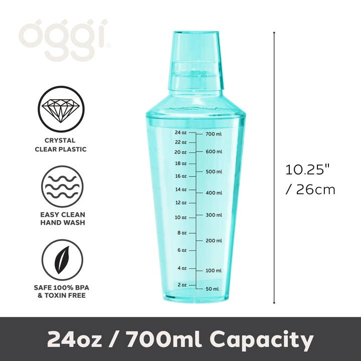 Oggi - Wholesale Cocktail Shaker - Cocktail Shaker, 24oz / 700ml, Aqua1