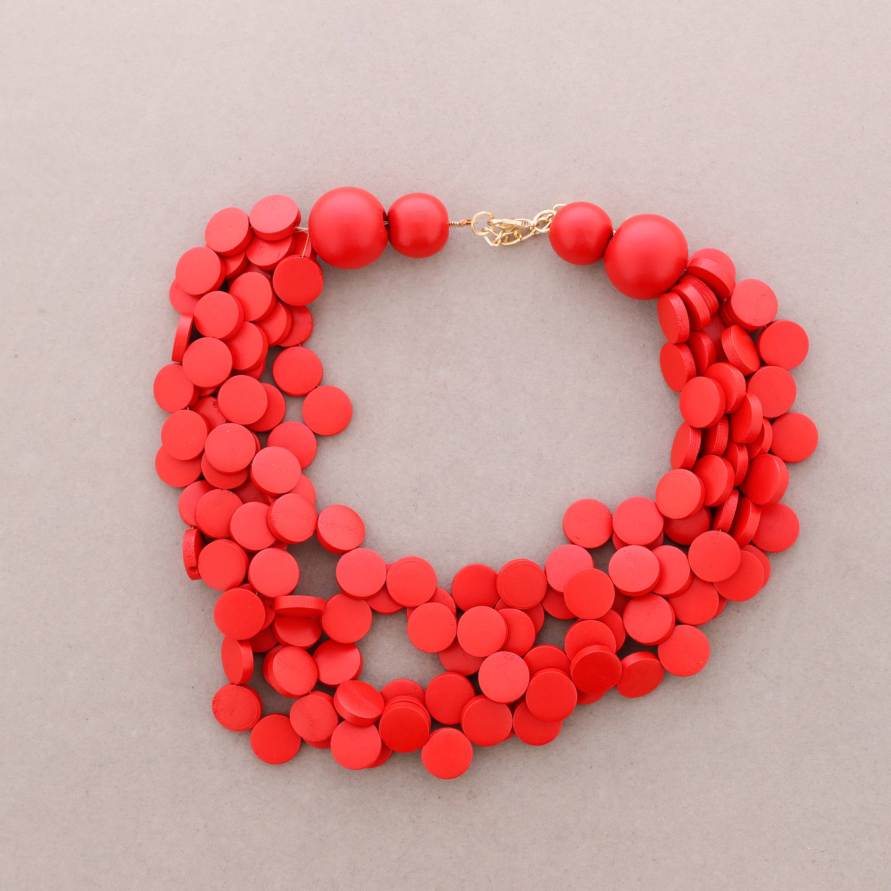 Sonata - Wholesale Bib Necklace - Wooden Medallion Choker2