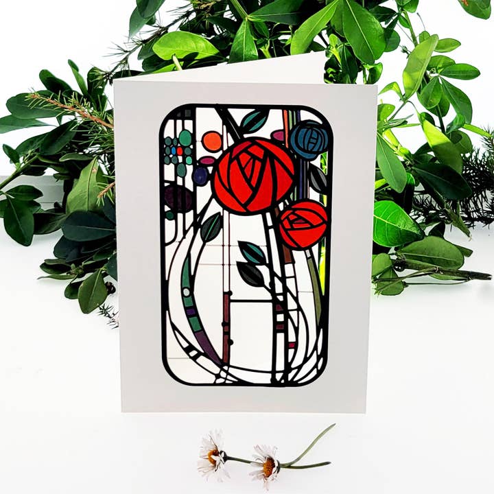 Forever Cards Ltd - Wholesale Everyday Greeting Card - Rose Blank Rennie Mackintosh Style Everyday Greeting Card
