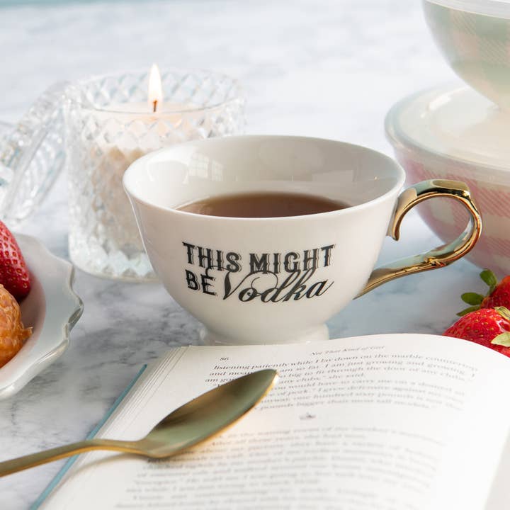 White Gold SALE Porc This Might Be Vodka OversizedTeacup for wholesale on Faire1