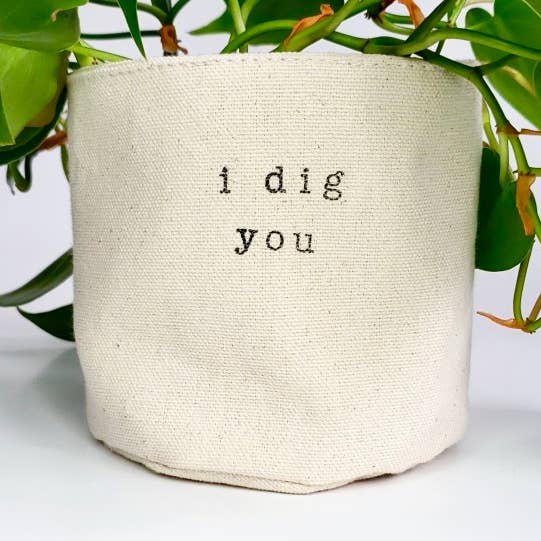 Jeg digger dig lærred plantepottebetræk for engroshandel hos Leaf and Root Co.