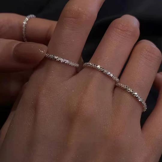 happyzzzsu - Wholesale Band/Stacked Ring - 925 Sterling Silver Super Sparkle Ring