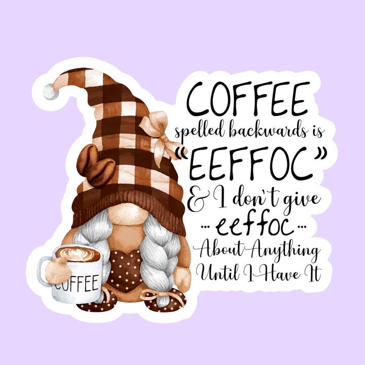 Funny Holiday Coffee Gnome Gestanste Sticker voor wholesale door The Sticker Lab
