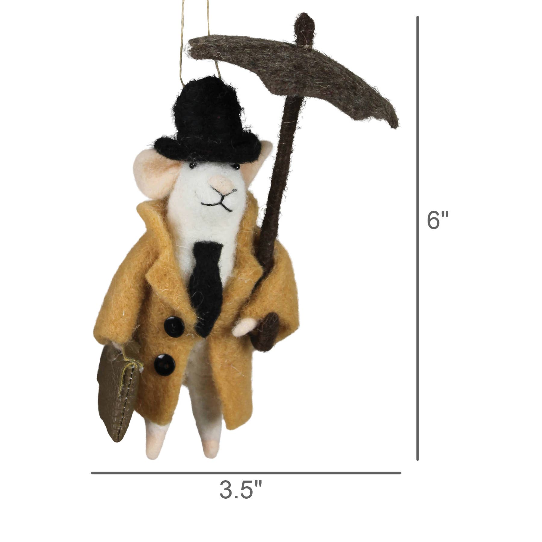 HomArt - Wholesale Ornament - Mouse with Umbrella Ornament, Felt2