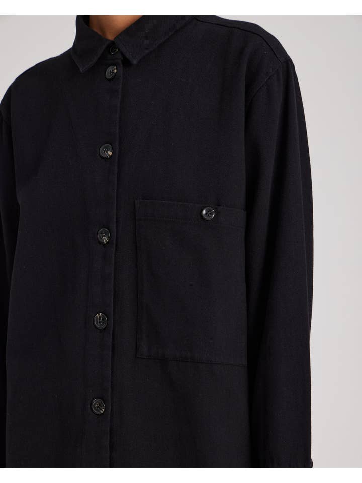 gai-lisva - Wholesale Button Down Shirt - Women's - Sussie Twill Shirt GOTS 243975 - Black2