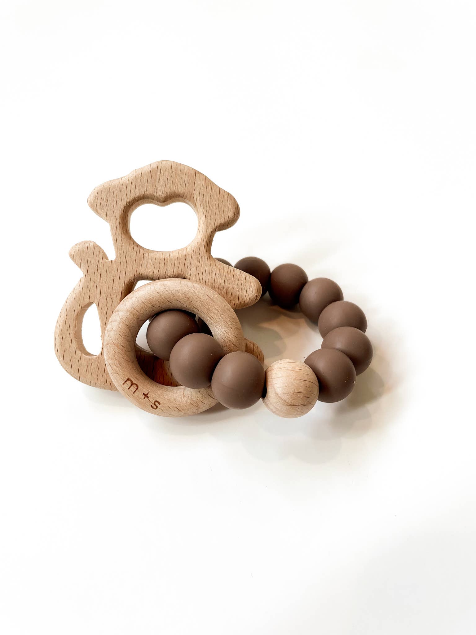 Marlowe and Sage LLC – Mordedor - Bebé por atacado – Mordedor de silicone e madeira de faia em formato de macaco4