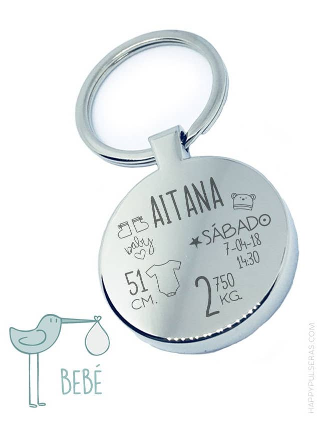 Ronde stalen sleutelhanger met gravure van 35 mm. voor wholesale door Happypulseras