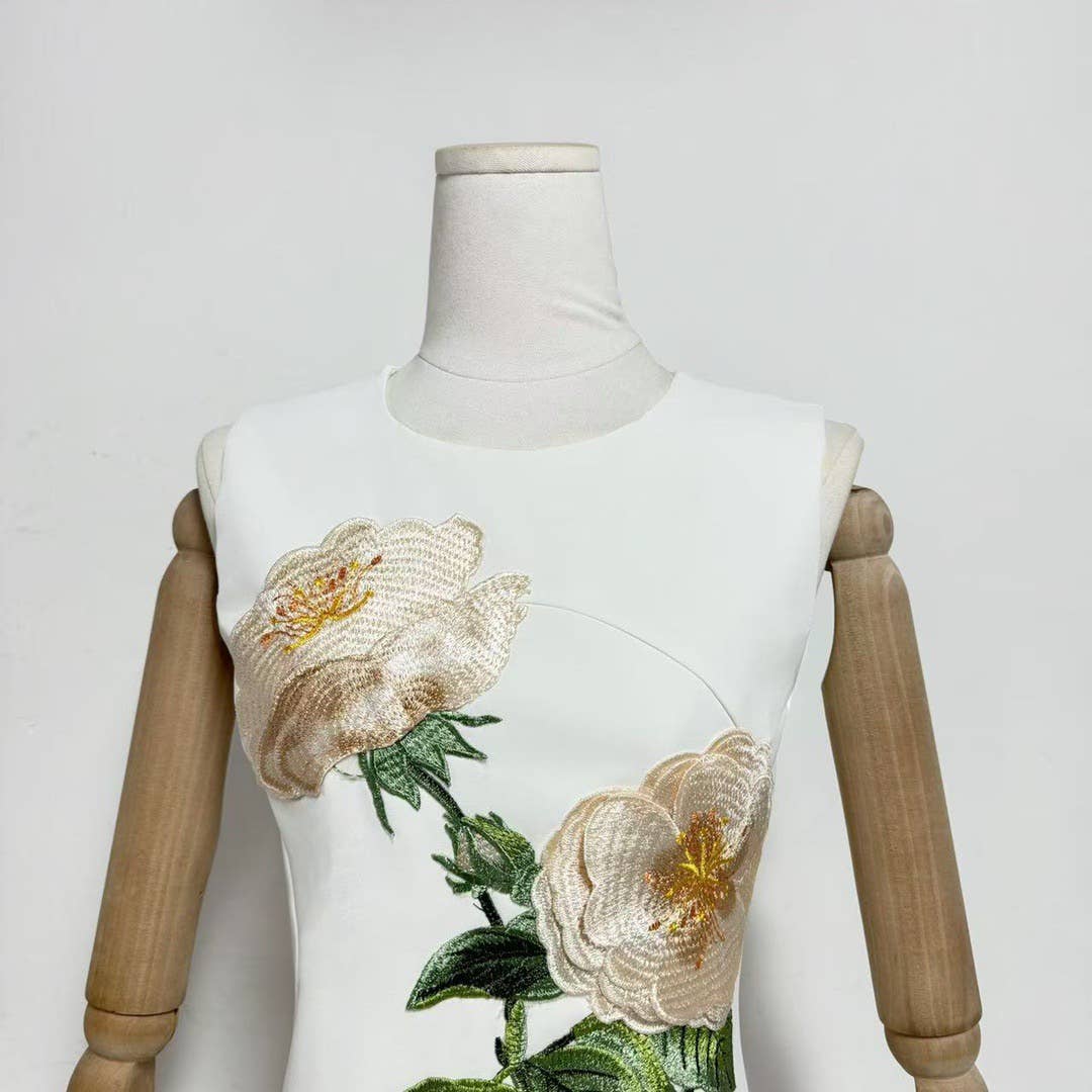 Productseeker - Wholesale Dress - Women's - DR750Y Sleeveless 3D Floral Embroidered Elegant Long Dress18