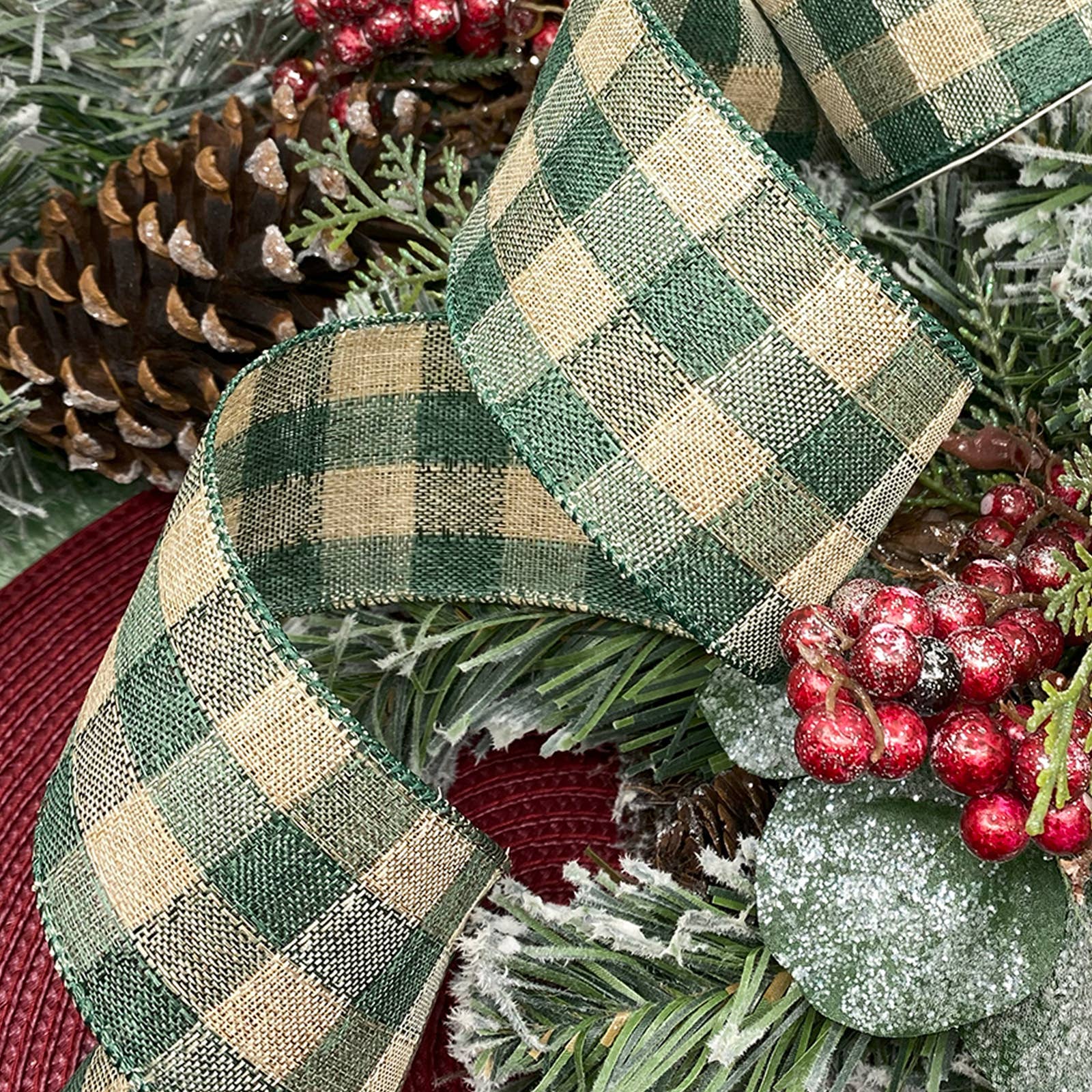 Morex Ribbon - Wholesale Ribbon - Gift Wrapping - #7378 Gingham Burlap (wired)2