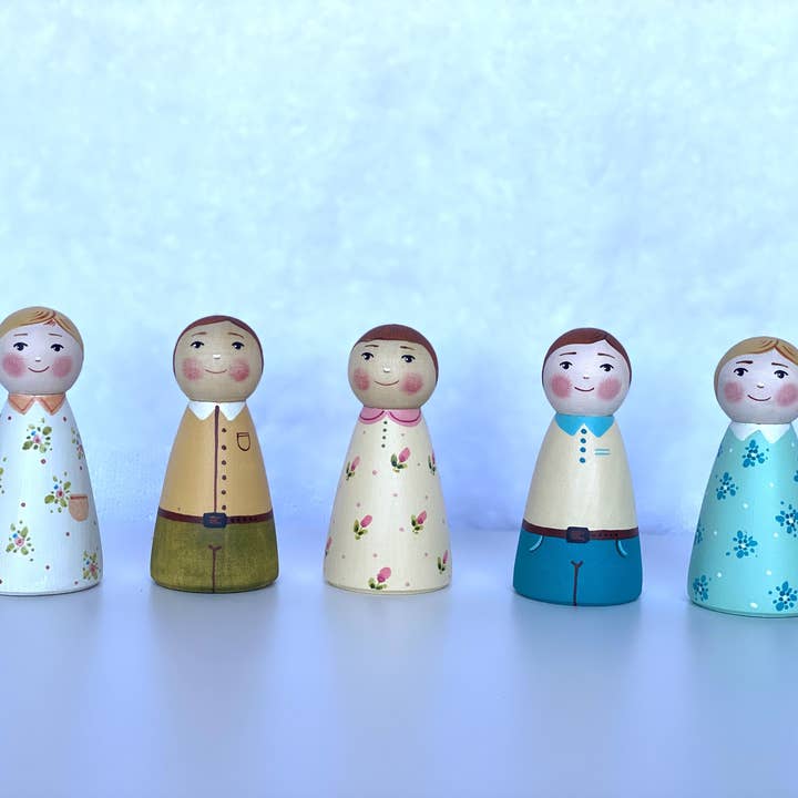 Wooden Peg Dolls Boy/Girl for wholesale by PoppyBabyCo