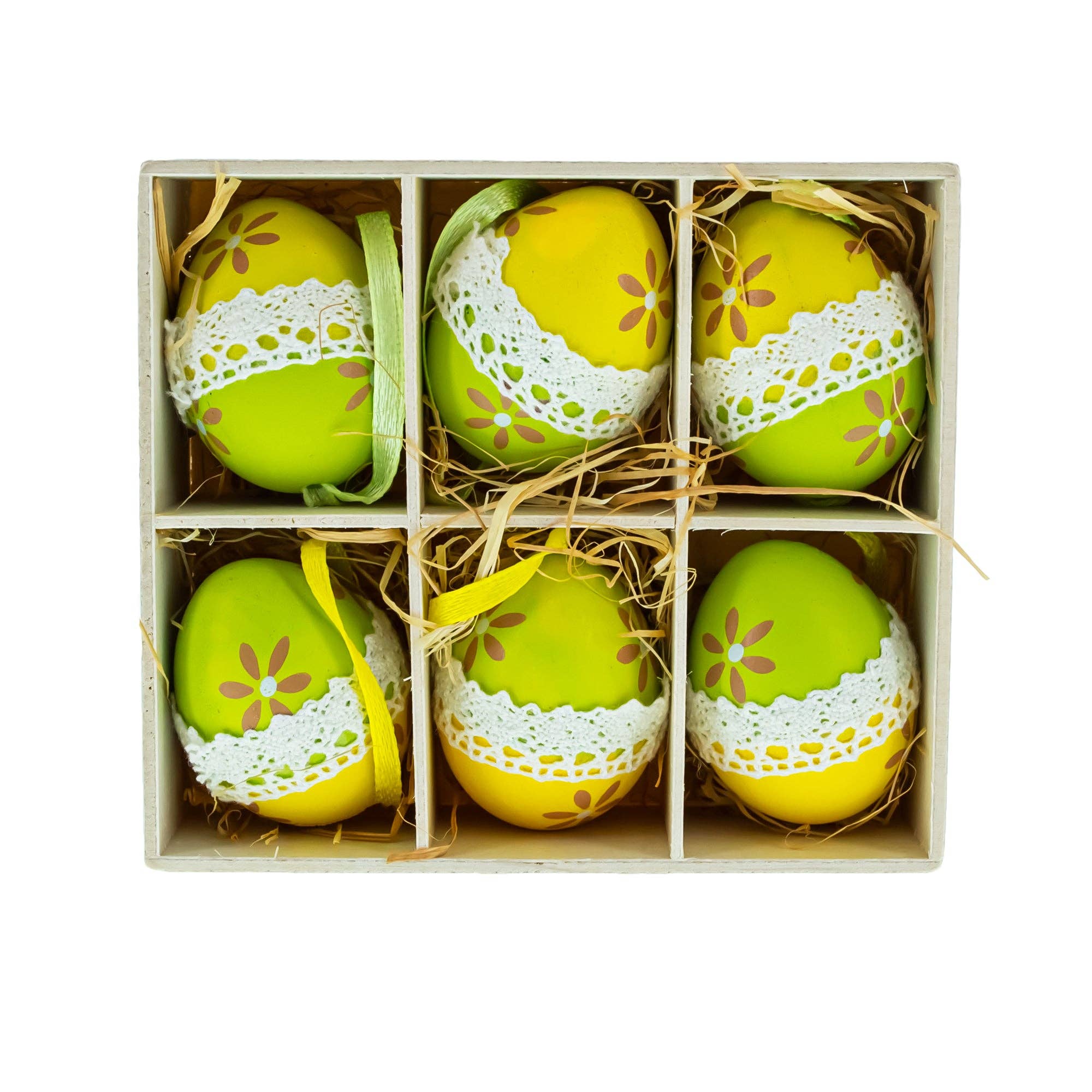 BestPysanky - Wholesale Ornament set - Set of 6 Miniature Easter Egg Ornaments in a Wooden Box1