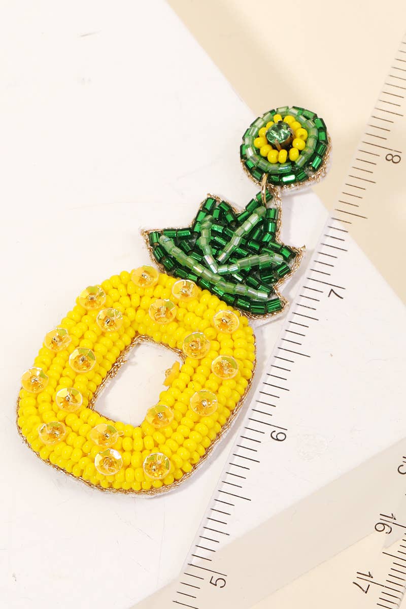 YW Seed Beaded Square Pineapple Drop Earrings for wholesale on Faire1