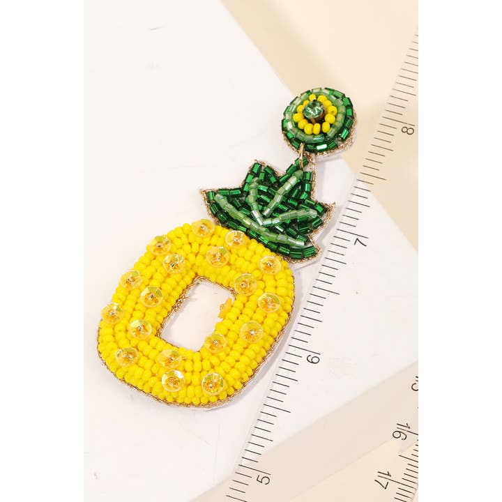 YW Seed Beaded Square Pineapple Drop Earrings for wholesale on Faire1