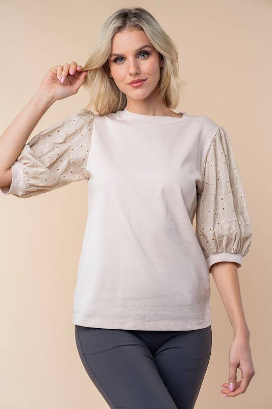 White Birch - Wholesale Blouse - Women's - T25201 Half Sleeve Solid Woven Top5