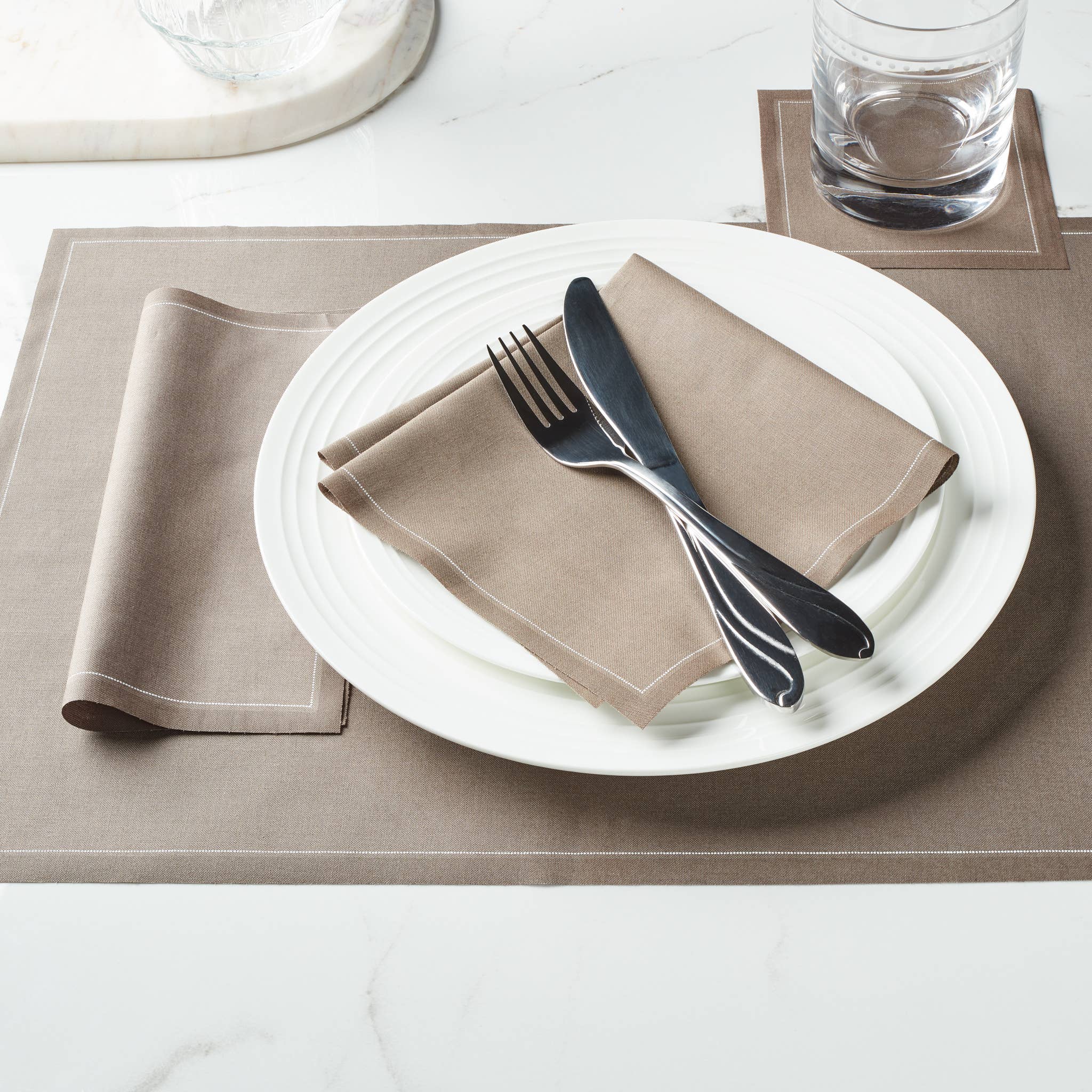 MY DRAP - Wholesale Dinner & Cloth Napkin - Taupe Cotton Cocktail Napkins 50 Units3
