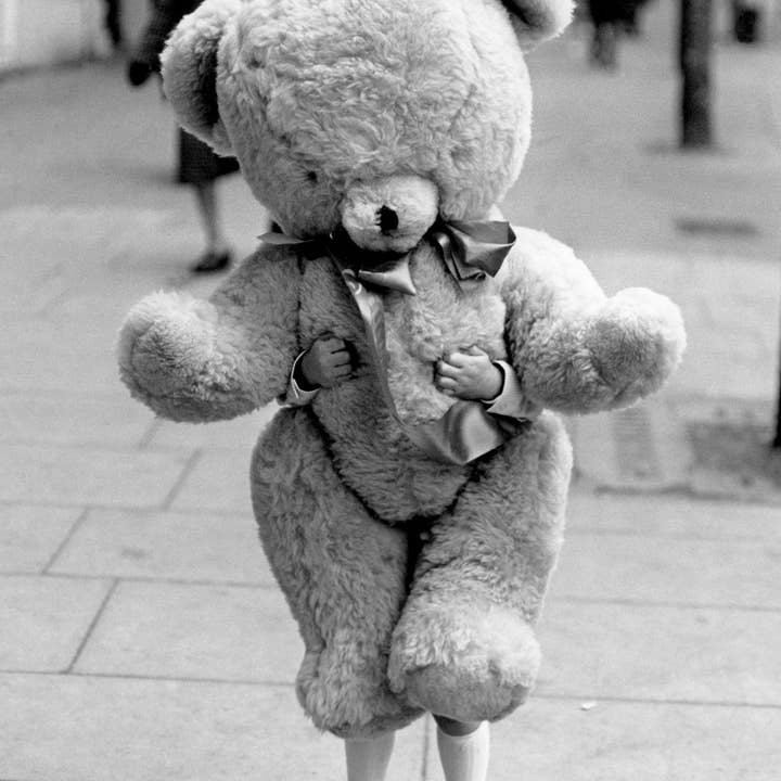 Giant teddy vintage photographic card for wholesale by Inky Blue Ltd t/a Holy Mackerel