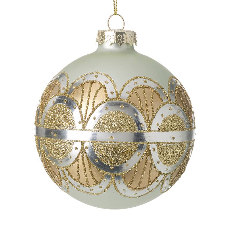 Heaven Sends – wholesale Ornament – PALE BLUE GLASS GOLD DECORATED BAUBLE0