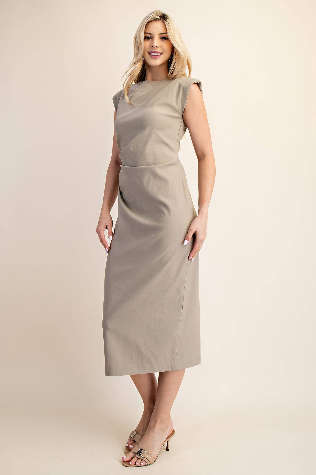 Glam - Wholesale Dress - Women's - Round Neck Sleeveless Midi Dress11