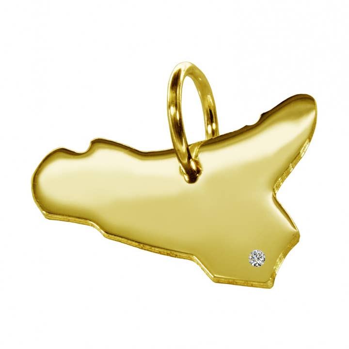 Sicilian map shaped pendant for wholesale by S.W.w. Schmuckwaren GmbH