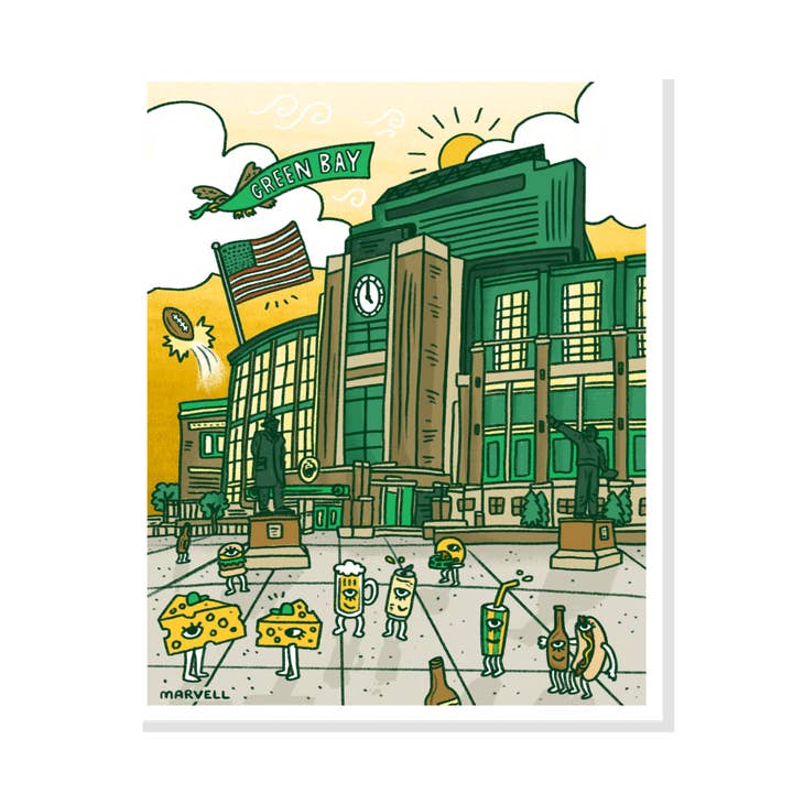 STAMPA GREEN BAY FOOTBALL per la vendita all'ingrosso da parte di Lauren Marvell Illustrations