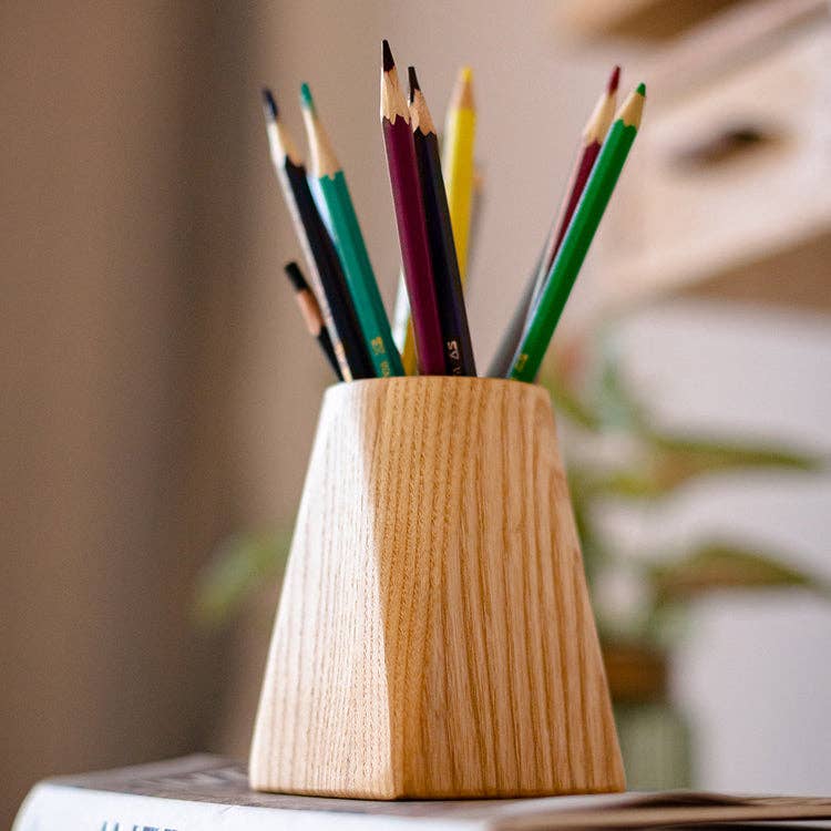 Rustic Reach - Wholesale Pen & Pencil Holder - Ash Wood Desktop Pen Holder5